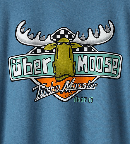 Turbo Mooster T-Shirt - Large Back Print - Denim