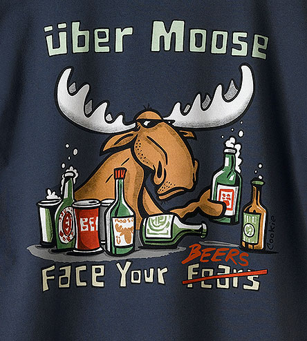 Face Your Beers T-Shirt - Large Back Print - Indigo