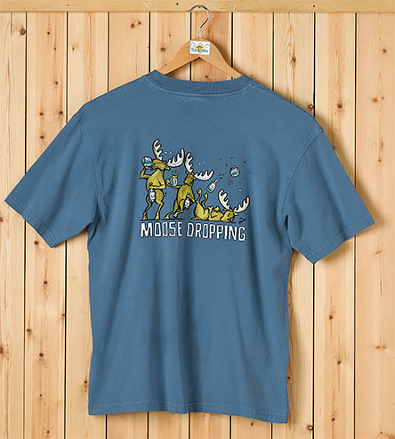 Moose Dropping T-Shirt - Large Back Print - Denim