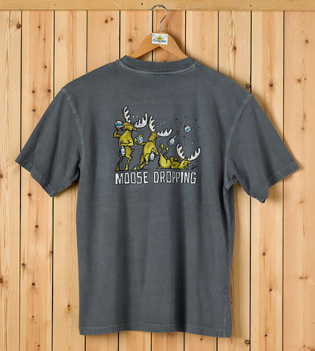 Moose Dropping T-Shirt - Large Back Print - Grey