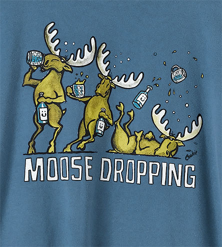 Moose Dropping T-Shirt - Large Back Print - Denim