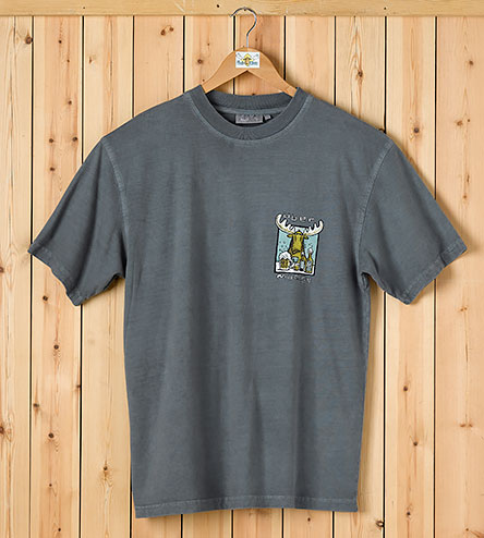 Moose Dropping T-Shirt - Small Chest Print - Grey
