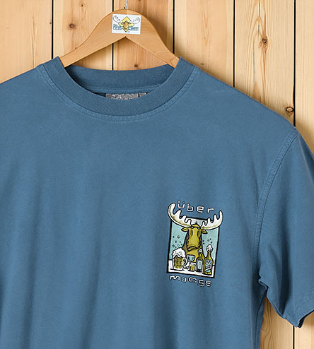 Moose Dropping T-Shirt - Small Chest Print - Denim