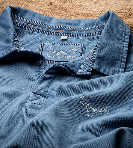 Pique Polo Shirt Detail in Blue