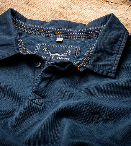 Pique Polo Shirt Detail in Indigo