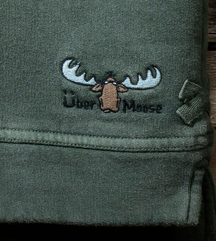 Button Sweat in Green - Embroidered Uber Moose Logo