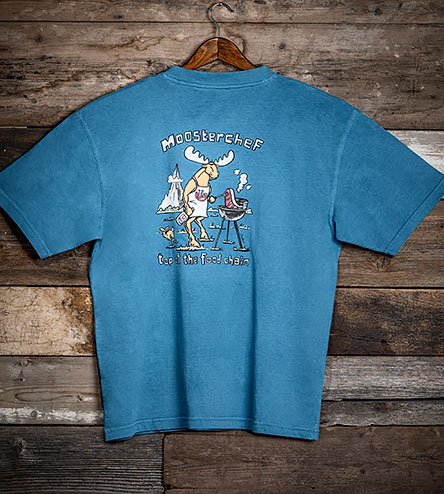 Mooster Chef T-Shirt - Large Back Print - Alaskan Blue