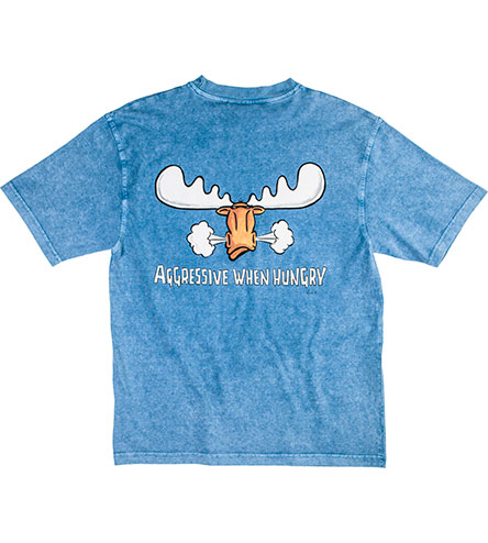 Aggressive When Hungry T-Shirt - Large Back Print - Denim